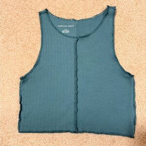 AE Teal Split-Seam Ribbed Tank